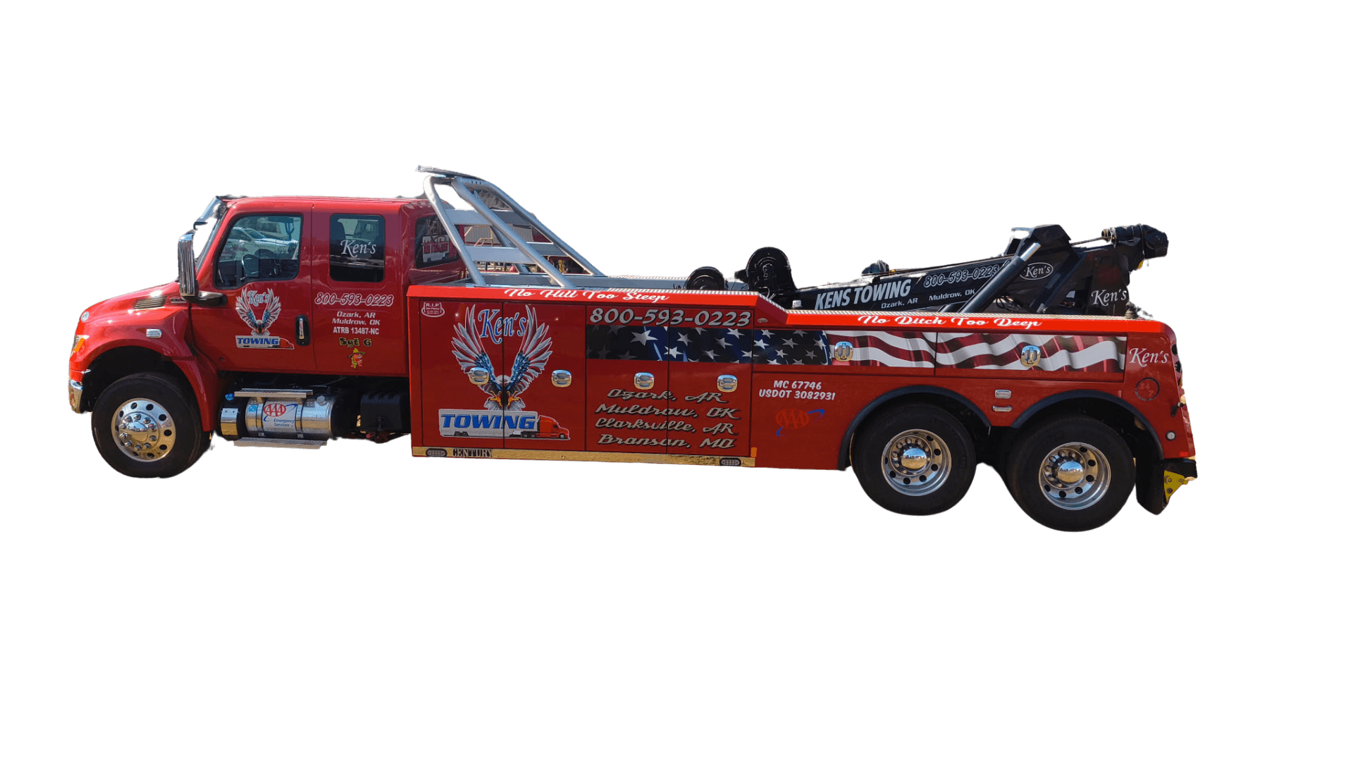 Ken's Towing professional towing service truck in Ozark, Arkansas